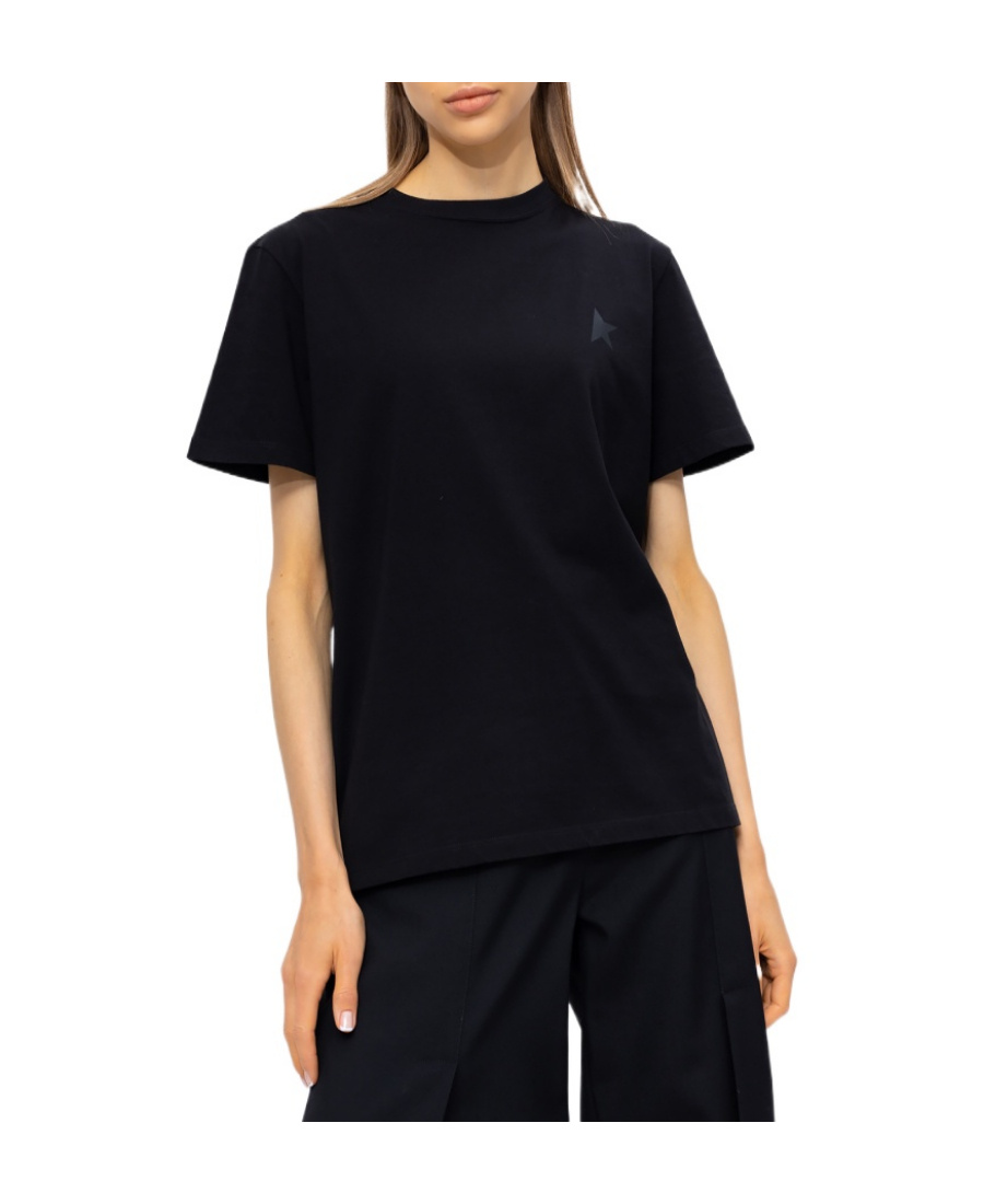 Golden Goose Cotton T-shirt With Iconic Frontal Star In Black