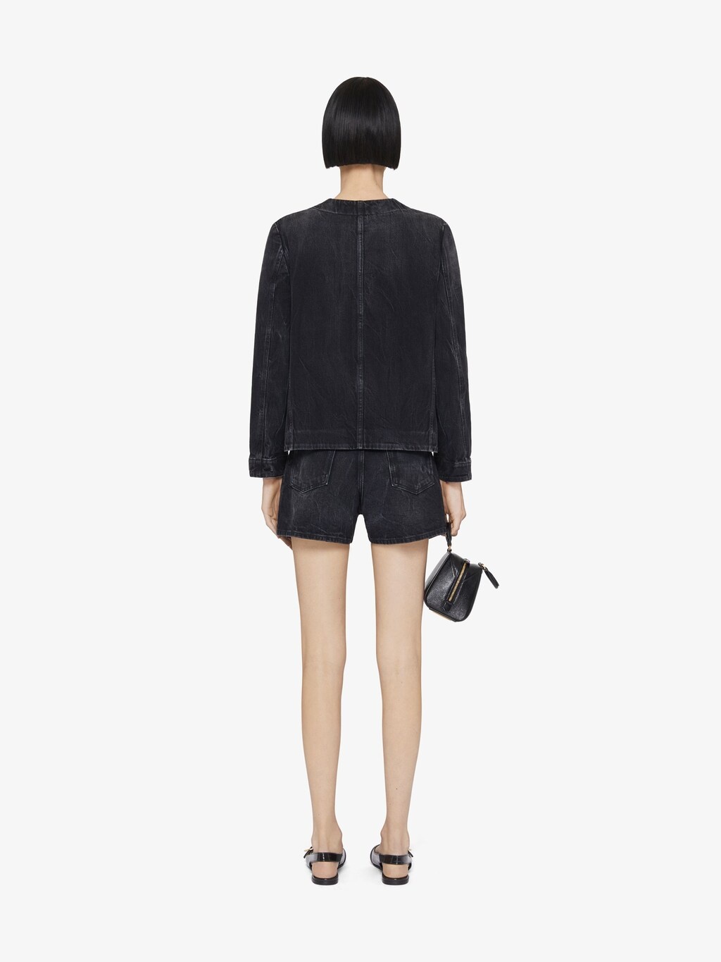 Givenchy Chain Detail Denim Shorts In Black