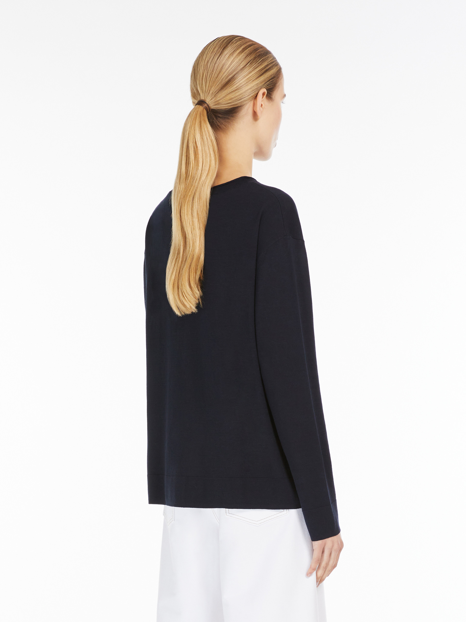 Max Mara Long-sleeved Sweater With Ship Collar In Black