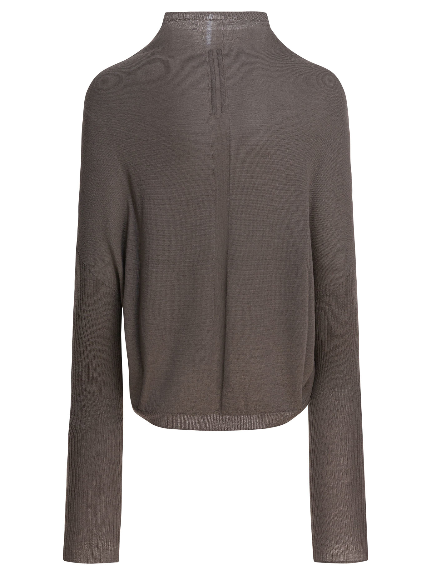Rick Owens Ribbed High-neck Sweater In Brown