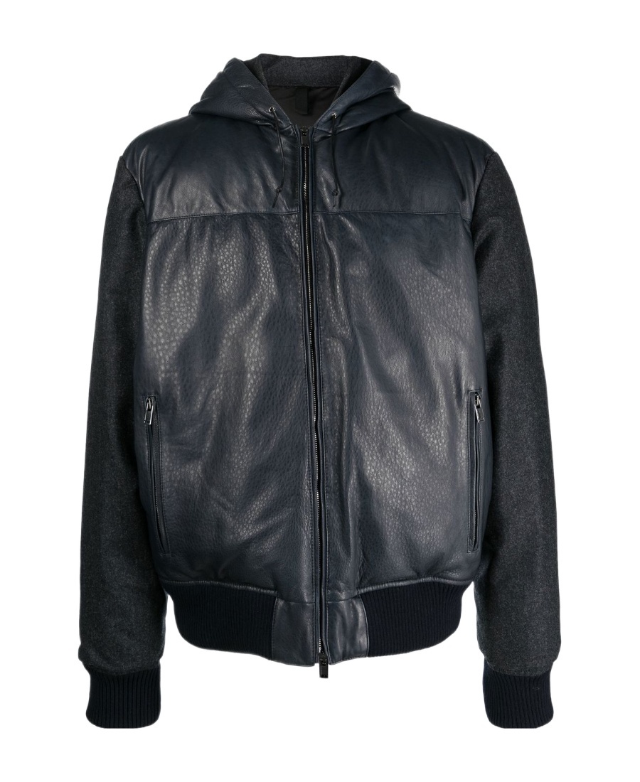 Tagliatore Contrast-panel Hooded Bomber Jacket In Black