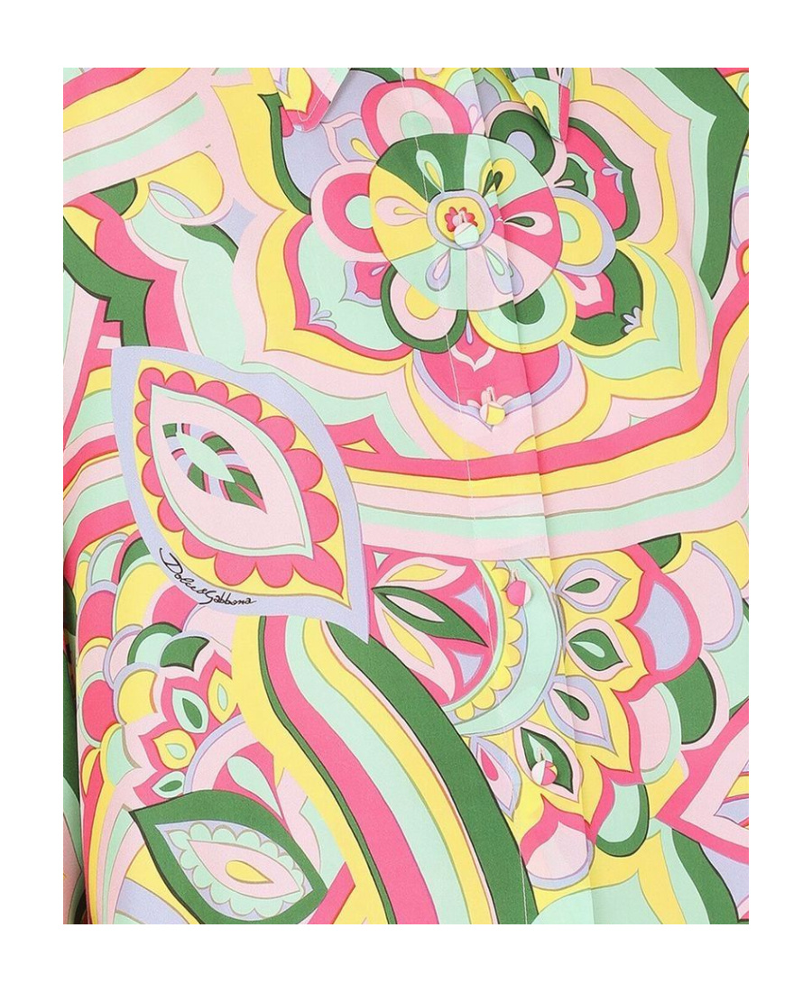 Dolce & Gabbana Abstract-print Silk Shirt In Multicolor