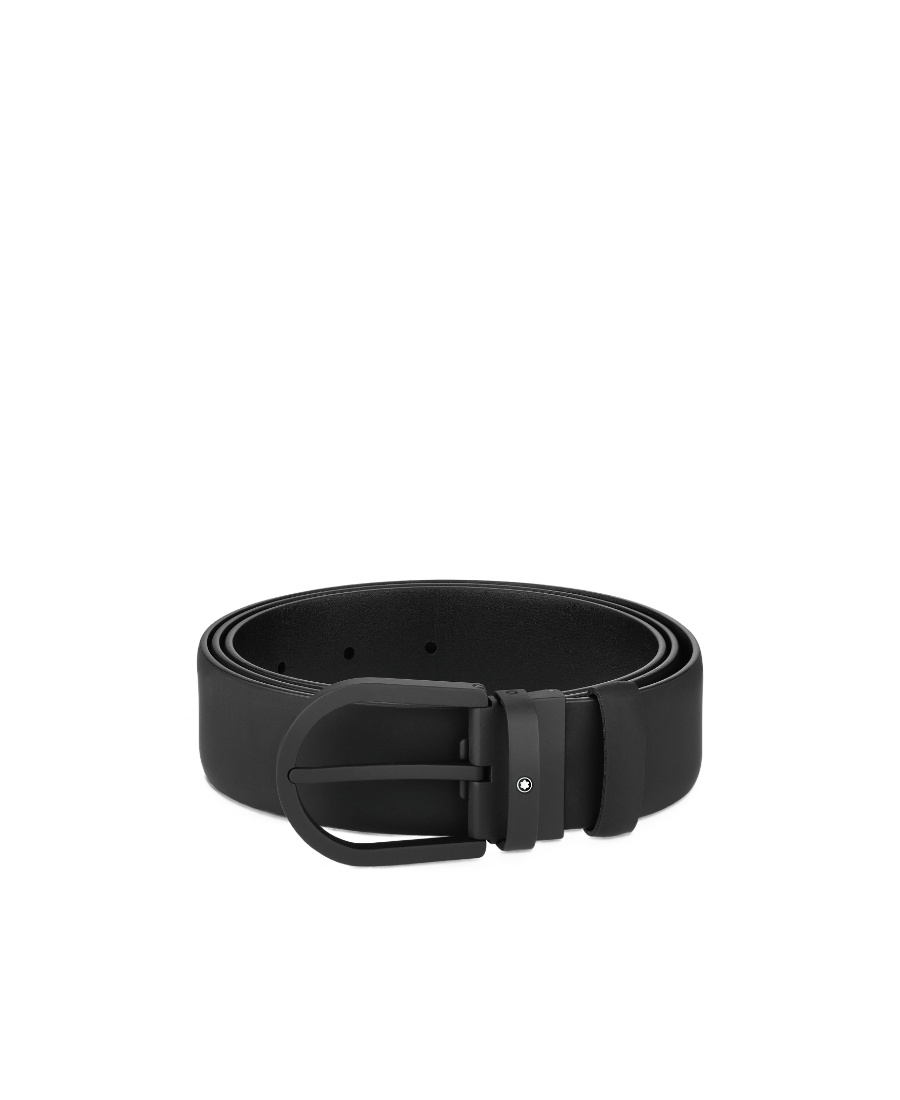 Montblanc Leather Buckle Belt In Black