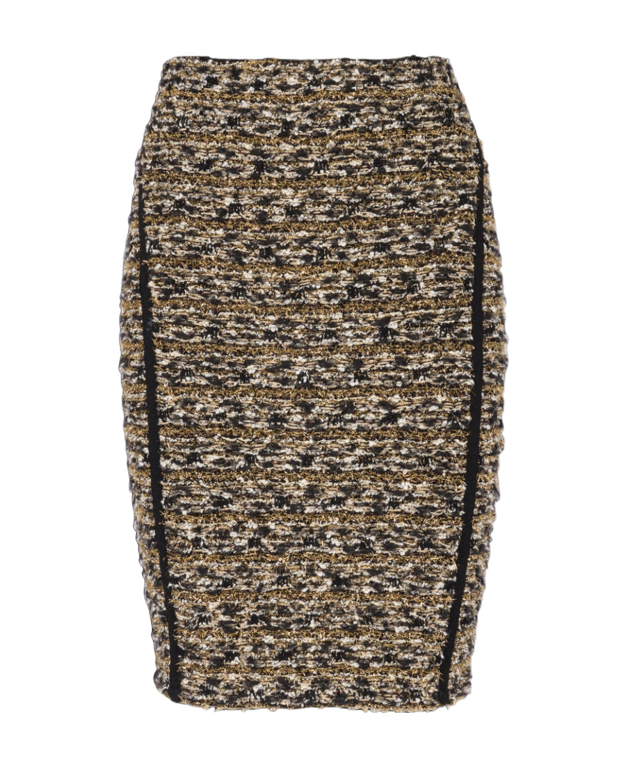 Balmain Metallic Striped Eyelash Tweed Skirt In Multicolor