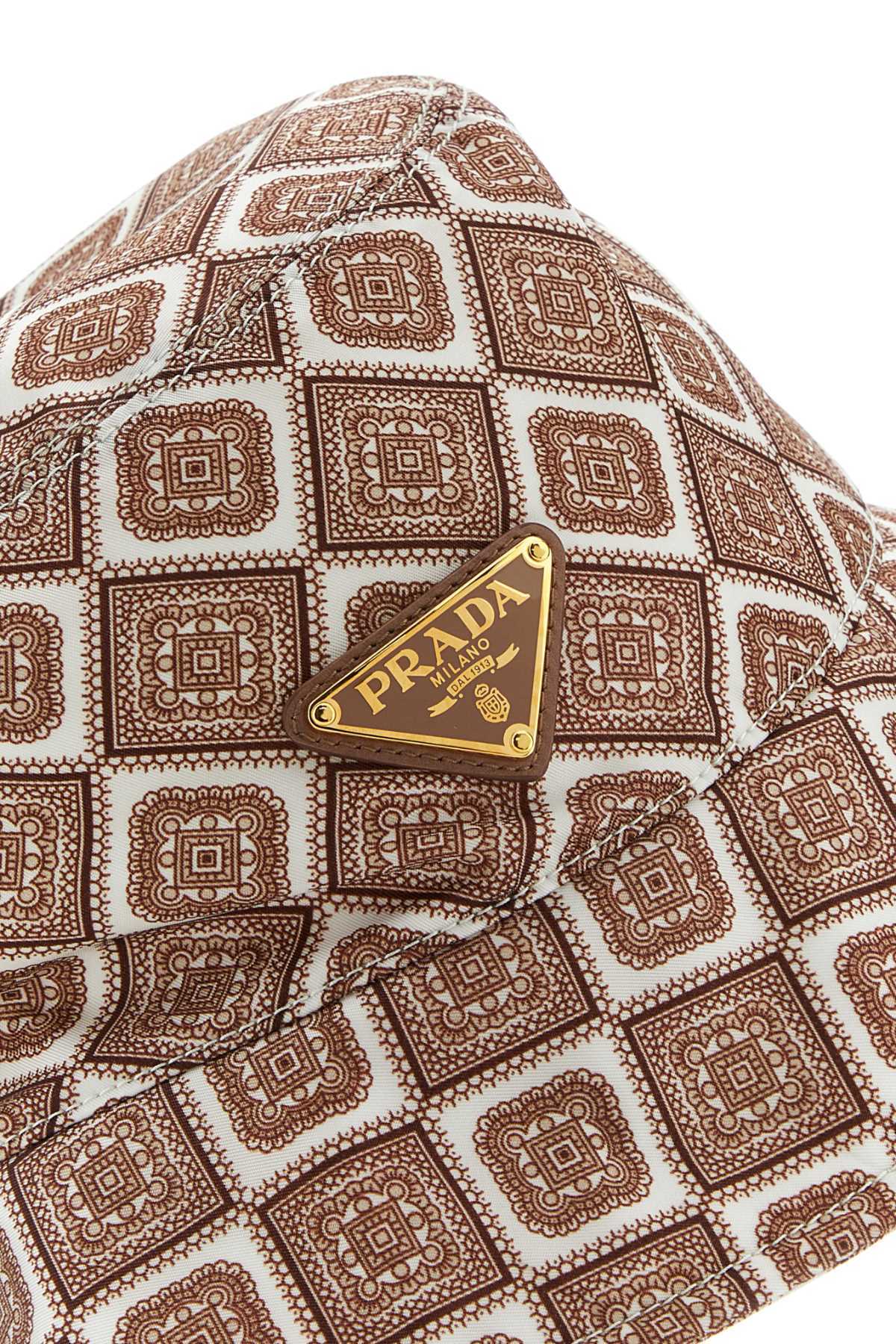 Prada Printed Re-nylon Bucket Hat In Brown