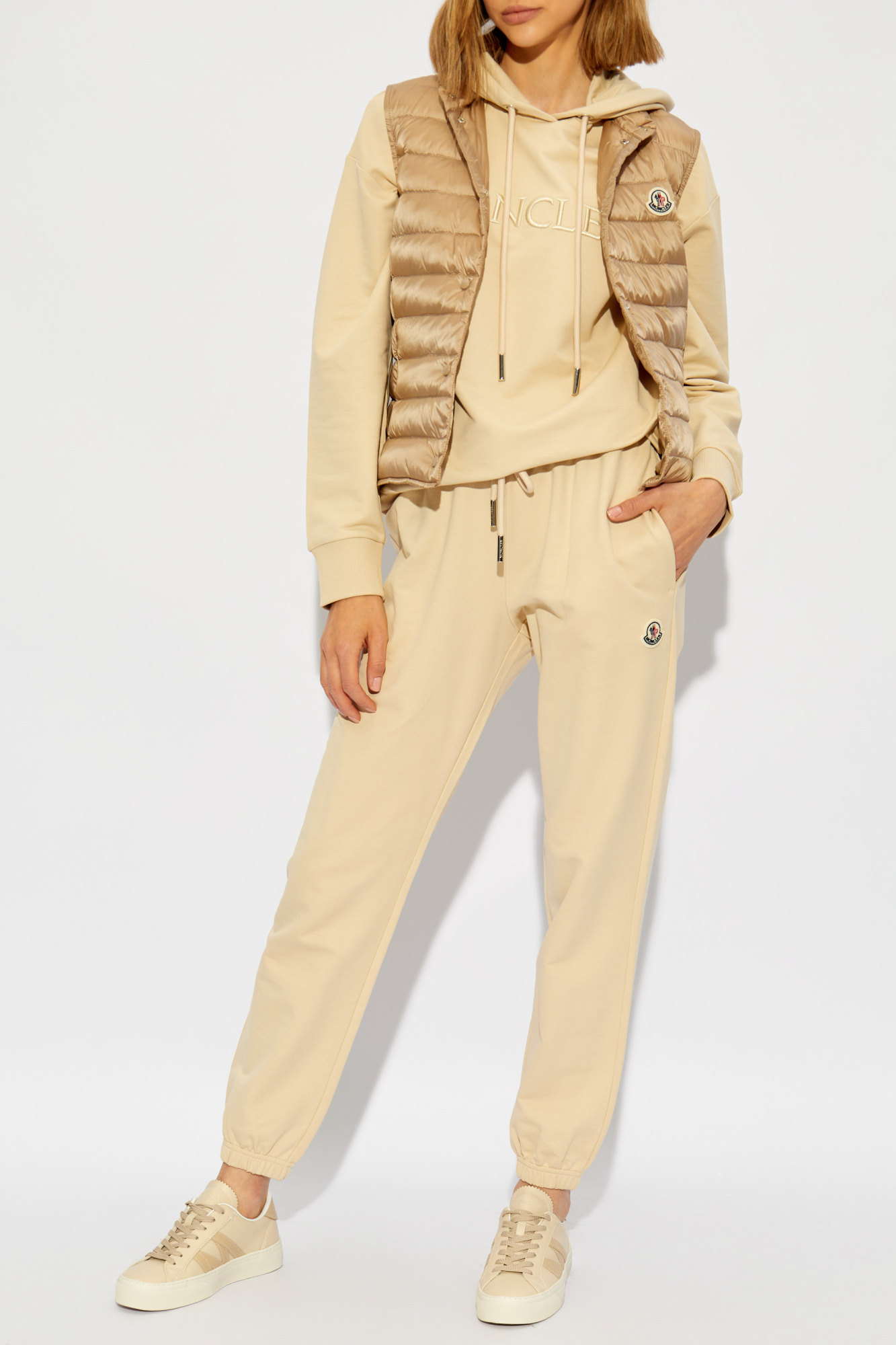 MONCLER LOGO-PATCH COTTON TRACK PANTS 