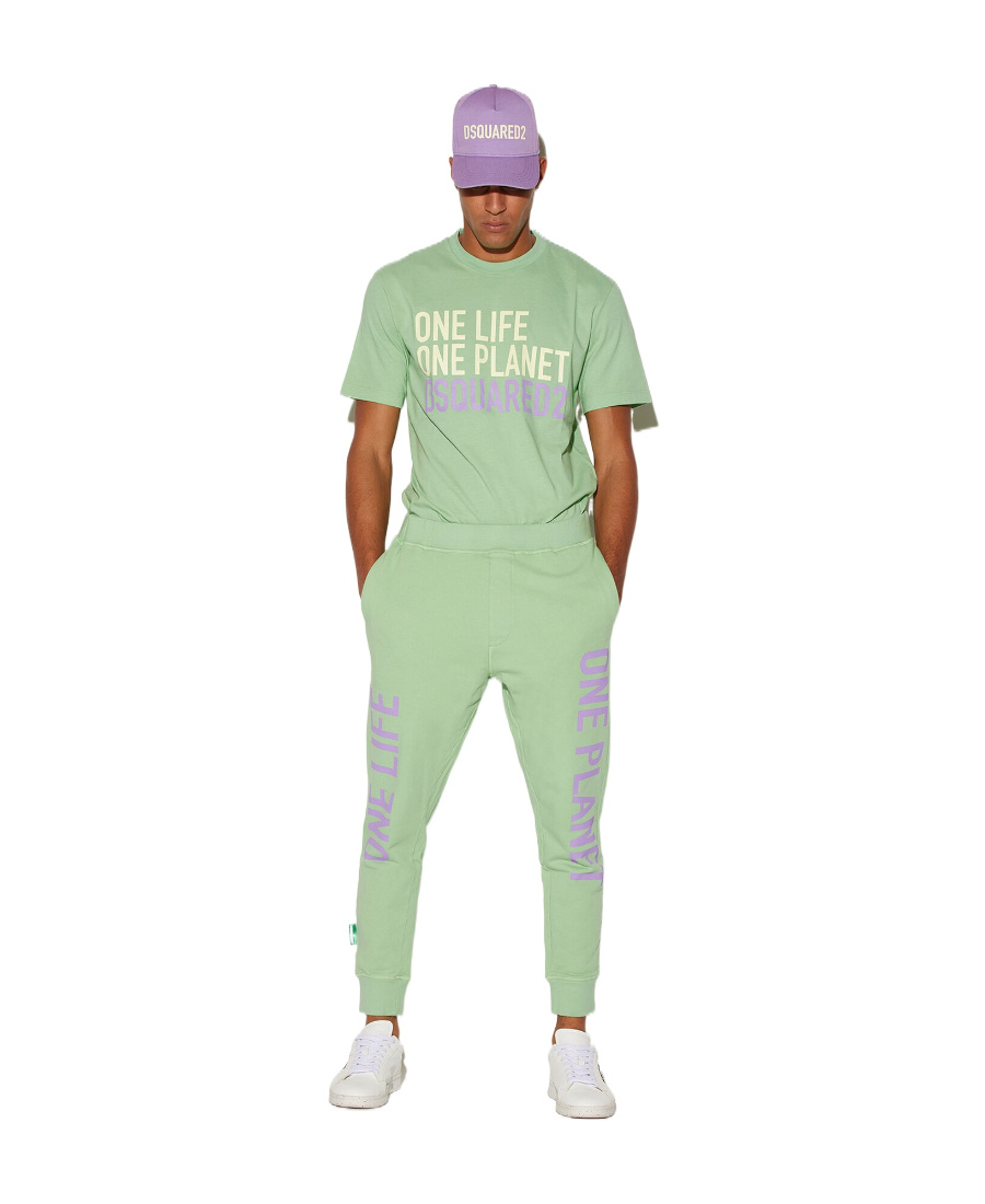 Dsquared2 Slogan-print Cotton Track Pants In Green