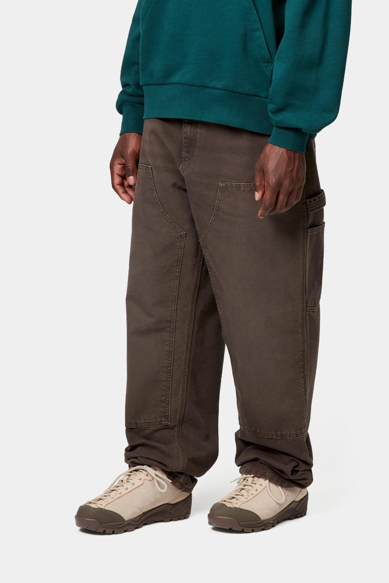 Carhartt Double Knee Wide-leg Organic Cotton-canvas Carpenter Trousers In Brown