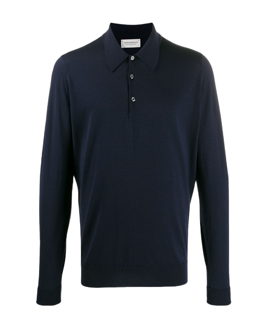 John Smedley Belper Buttoned Knitted Polo Shirt In Black