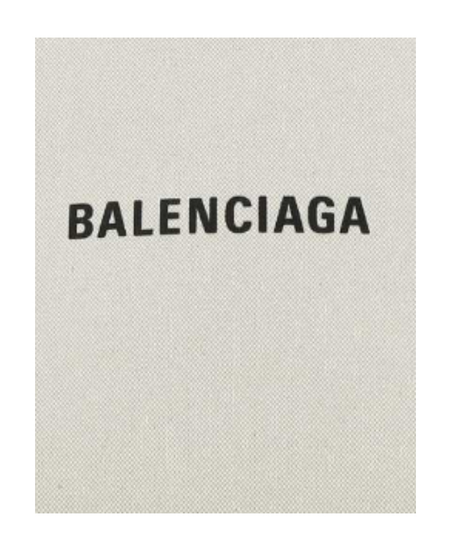 Balenciaga Md Navy Cabas Canvas Tote Bag In Black