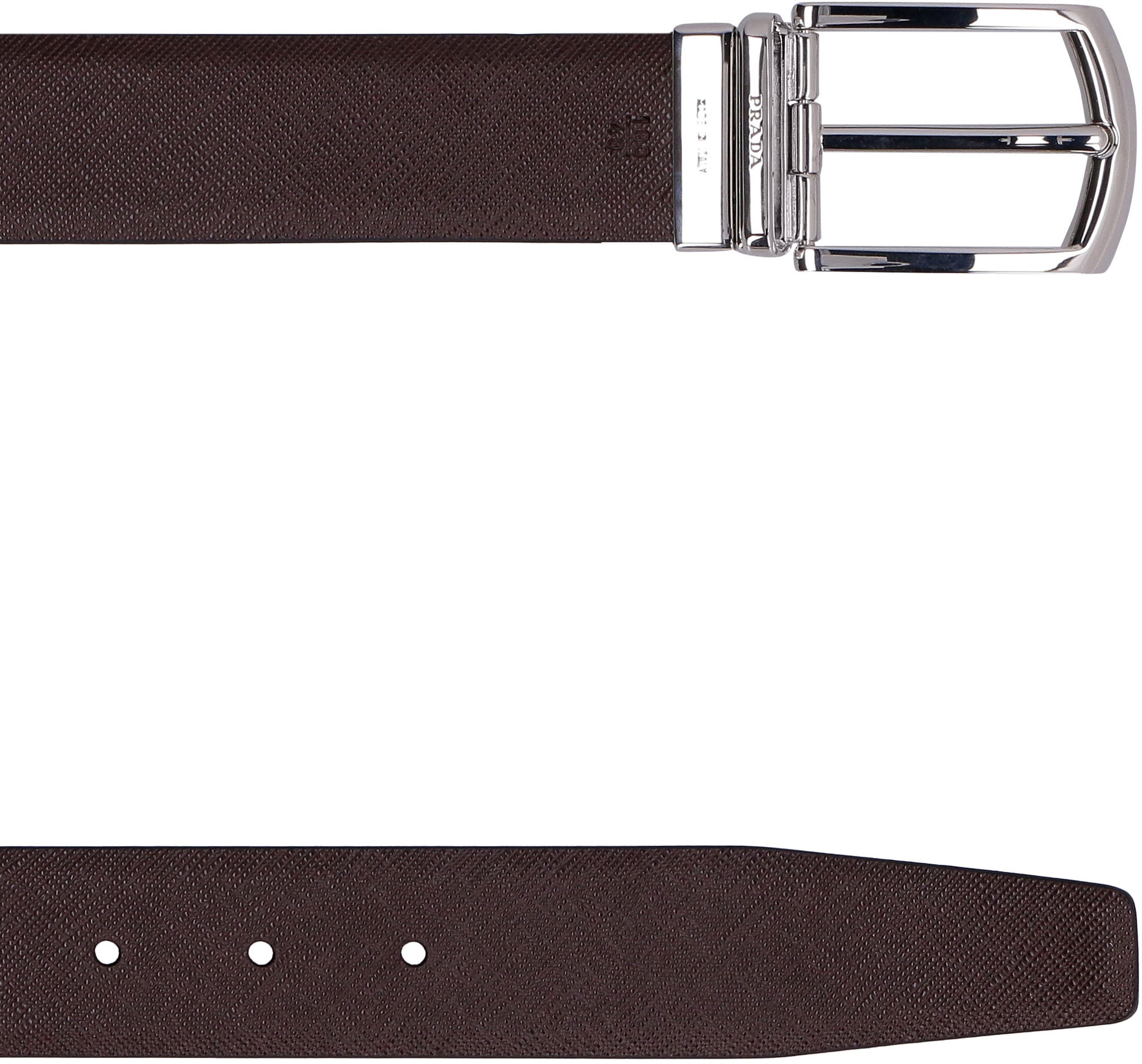 Prada Saffiano Leather Reversible Belt In Black