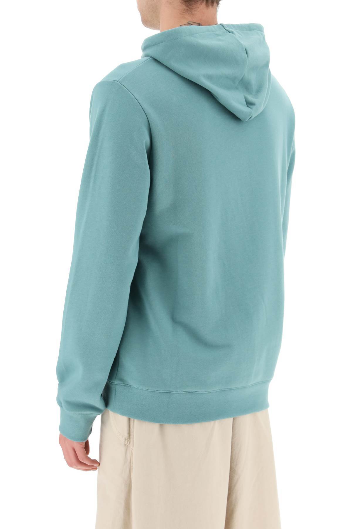 Apc Logo-print Drawstring Hoodie In Blue