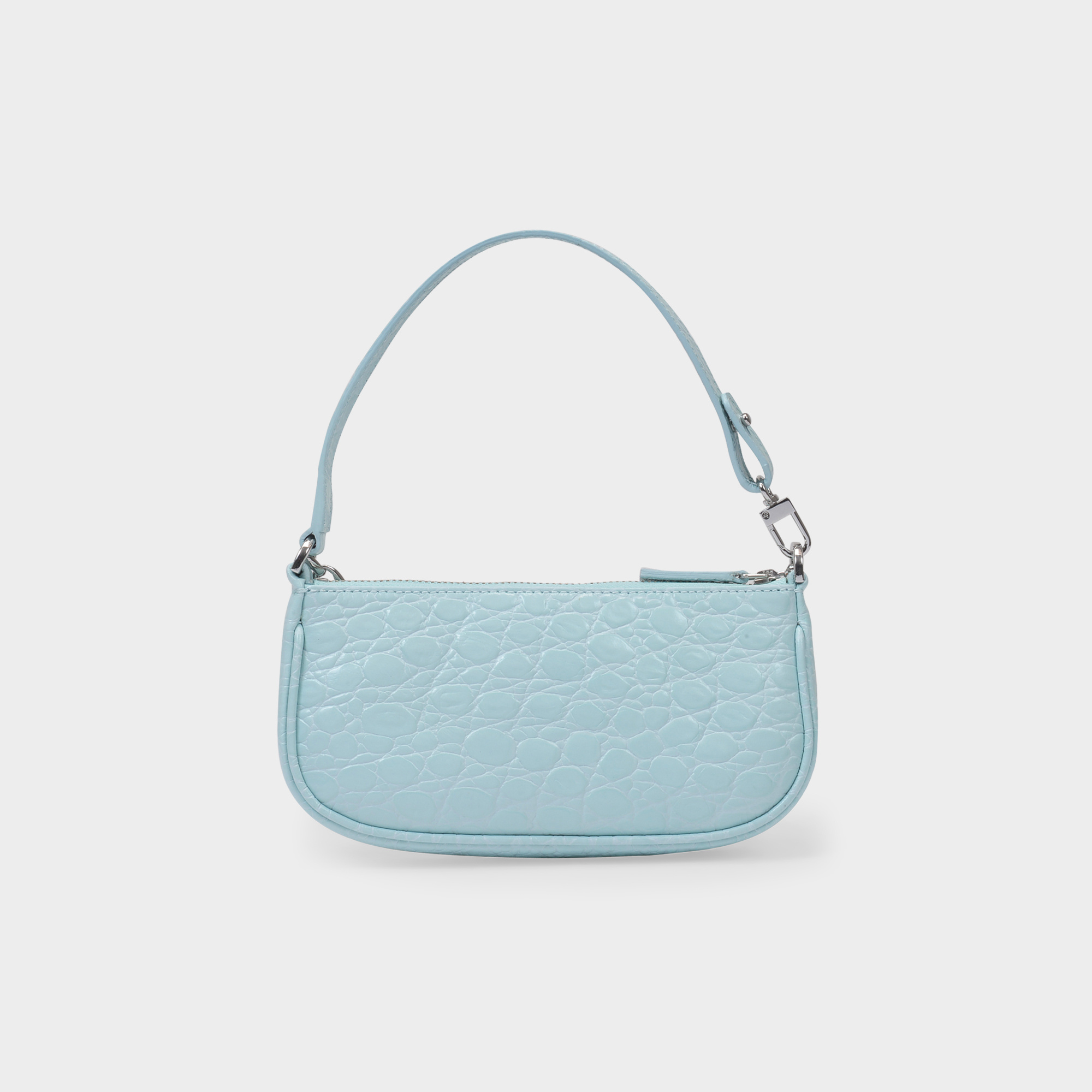 By Far Rachel Croc-embossed Leather Bag In Blue