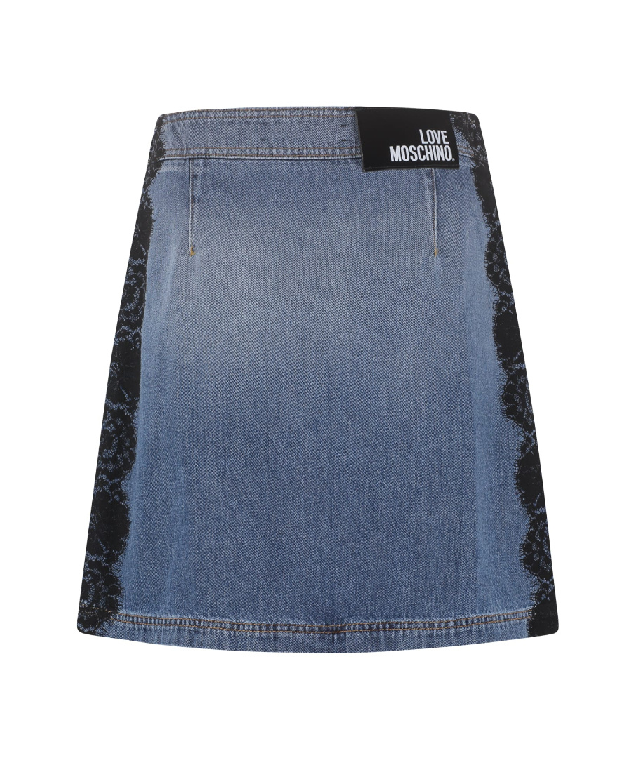 Shop Moschino Zipper Detail Denim Skirt In Gray