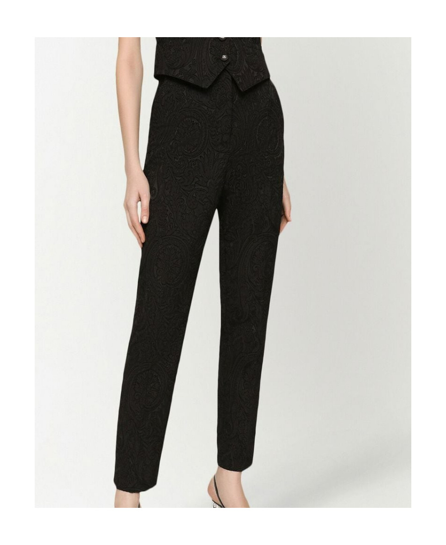 Dolce & Gabbana High-waisted Jacquard Trousers In Black