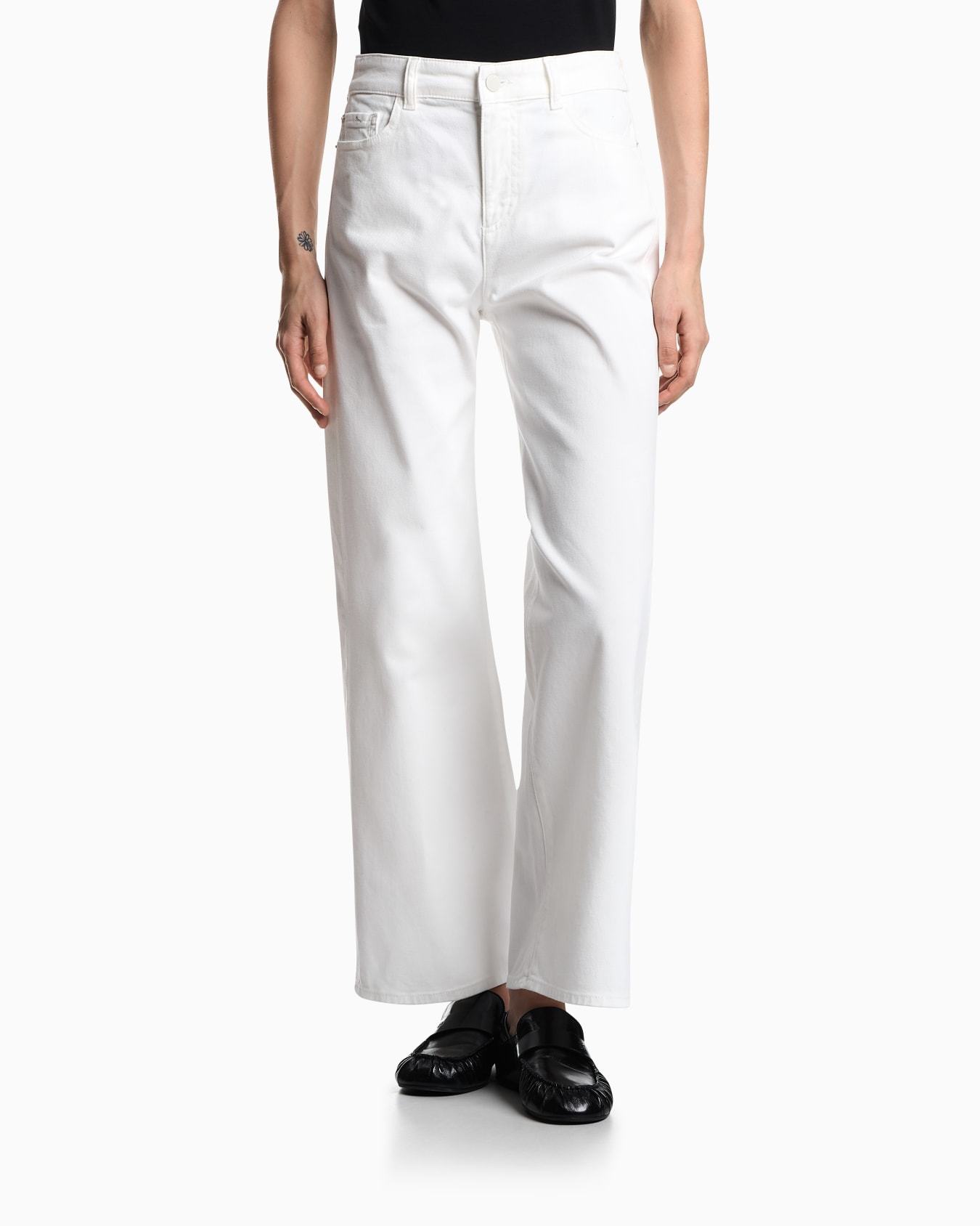 Emporio Armani Belt Loop Denim Trousers In White