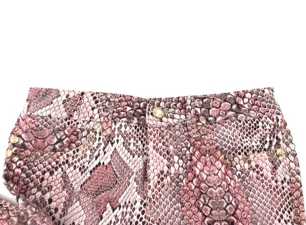 Just Cavalli Snake Pattern Denim Trousers In Nude
