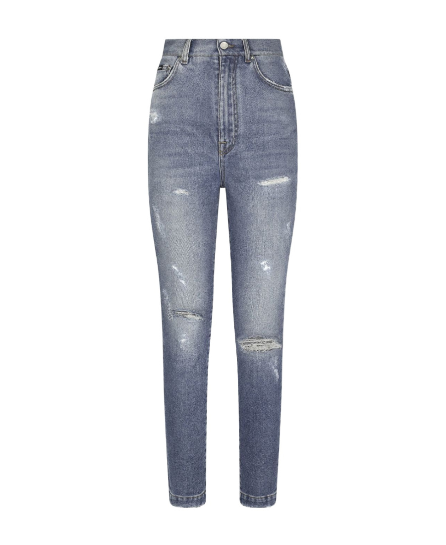Dolce & Gabbana Grace Jeans With Ripped Details In Gray