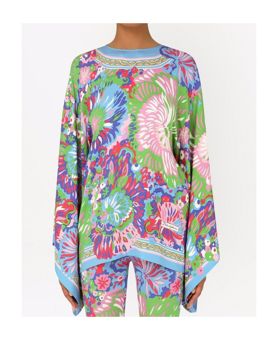 Dolce & Gabbana Floral-print Silk Top In Multicolor