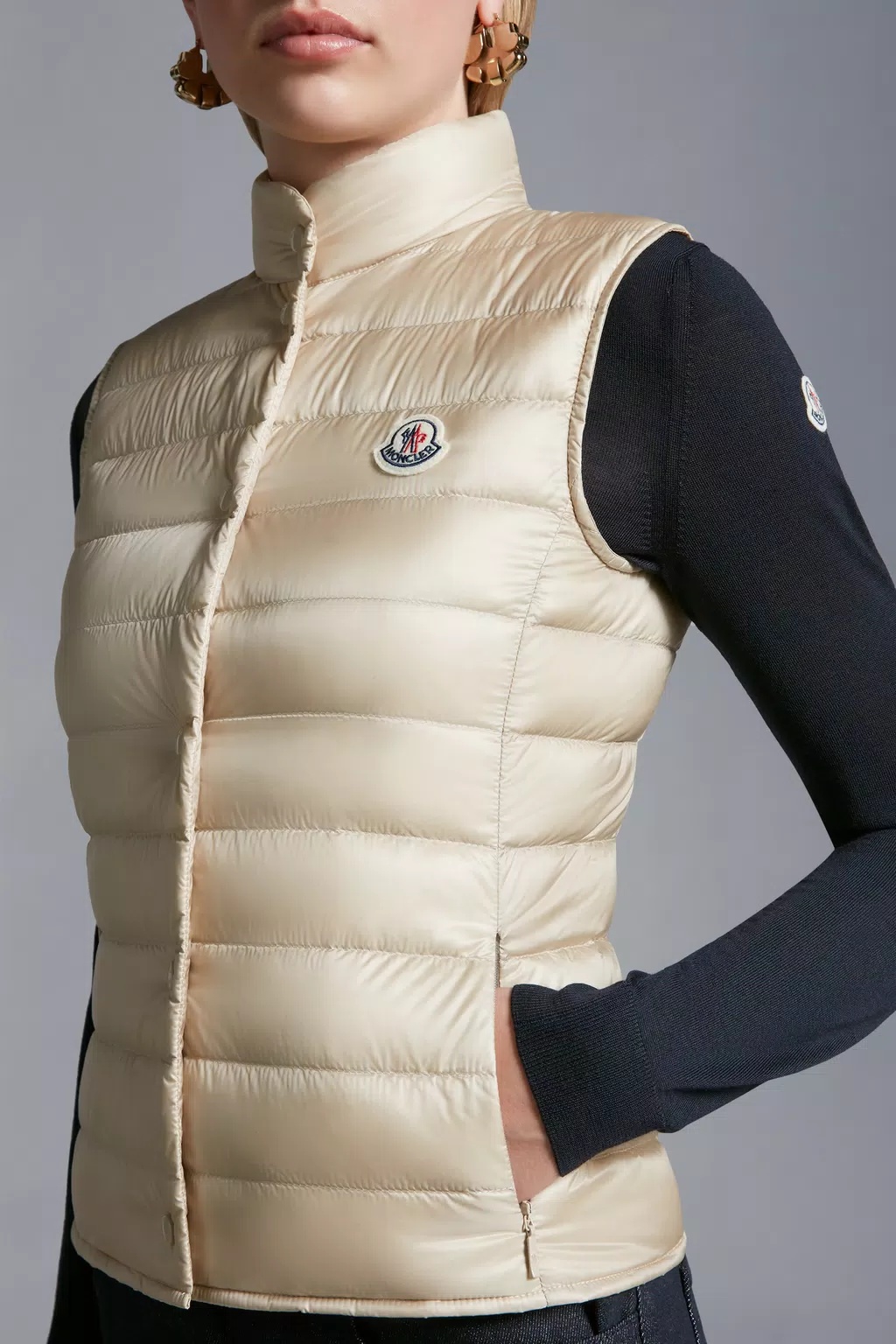 Moncler Doudoune Sans Manches Liane In Nude