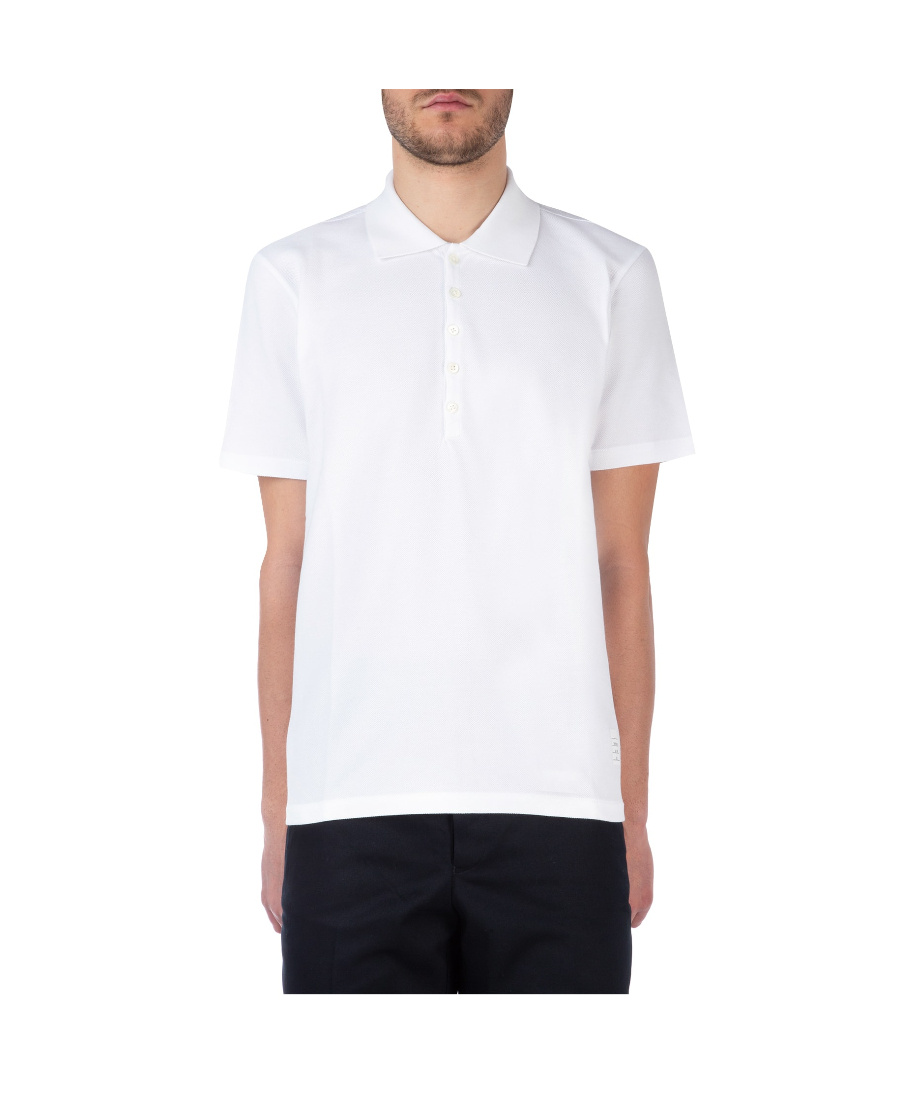 Thom Browne Center-back Stripe Piqué Polo In White