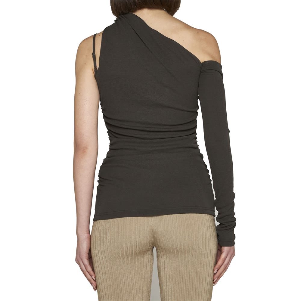 Nanushka Draped Neckline Jersey Wrap Top In Black