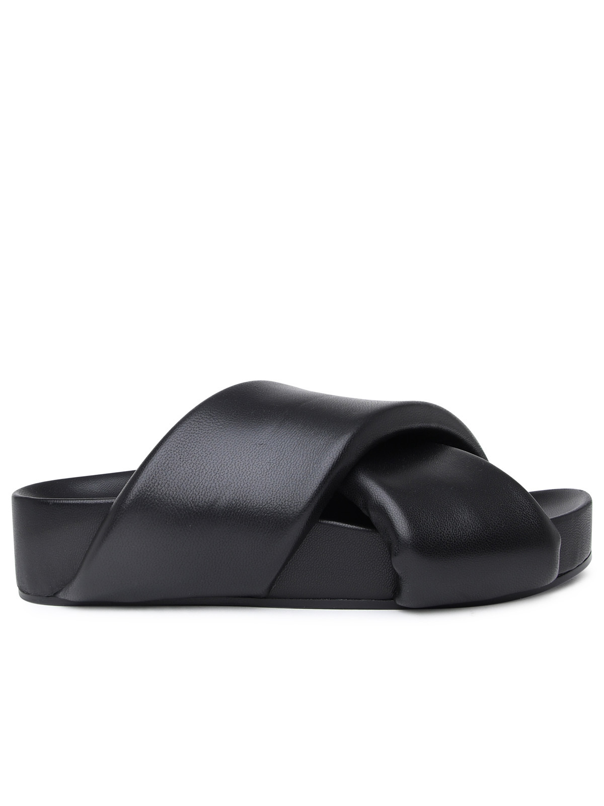 Jil Sander Cross-over Leather Sandals In Black