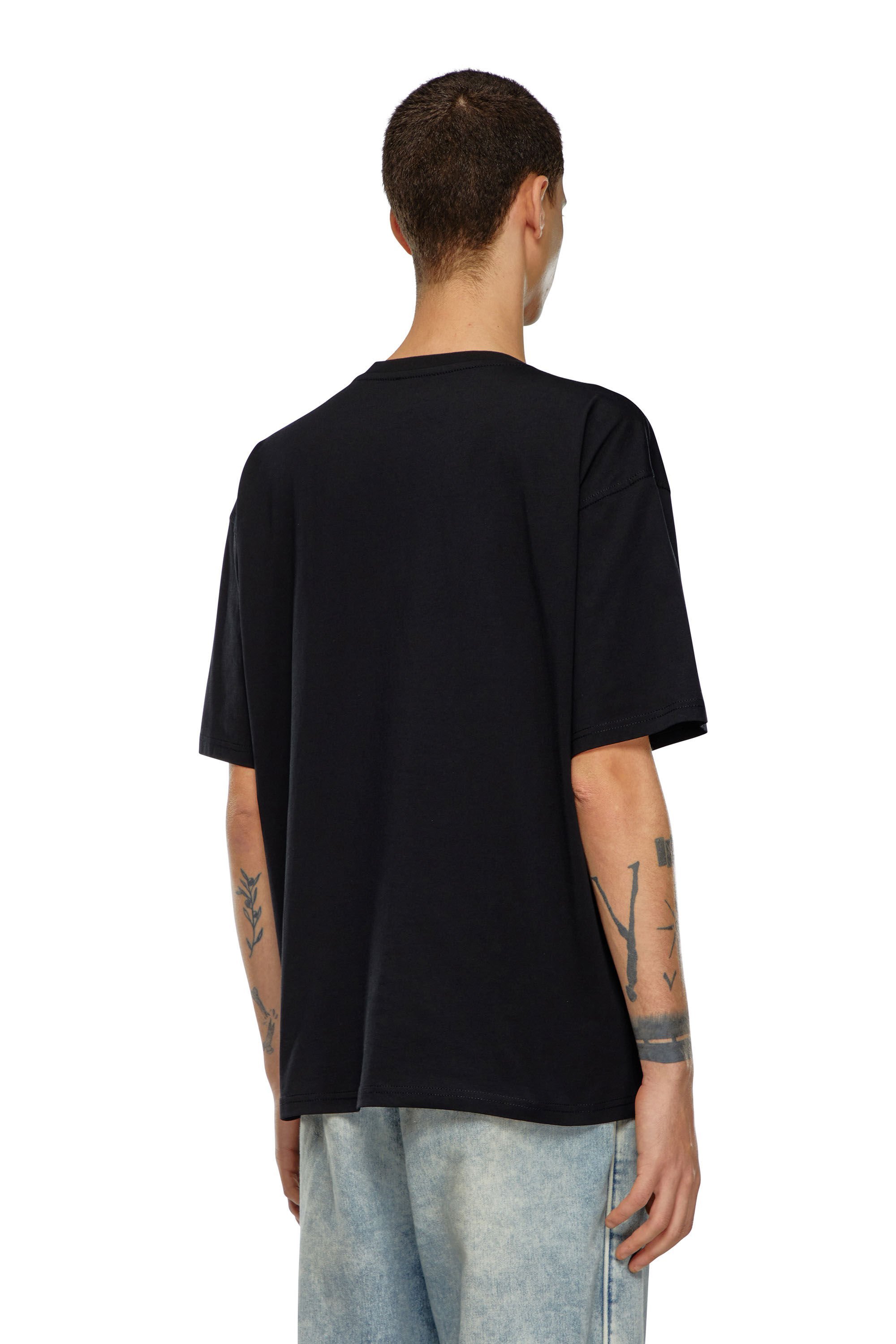 Diesel Mens T-boxt Logo-embroidered Relaxed-fit Cotton T-shirt In Black