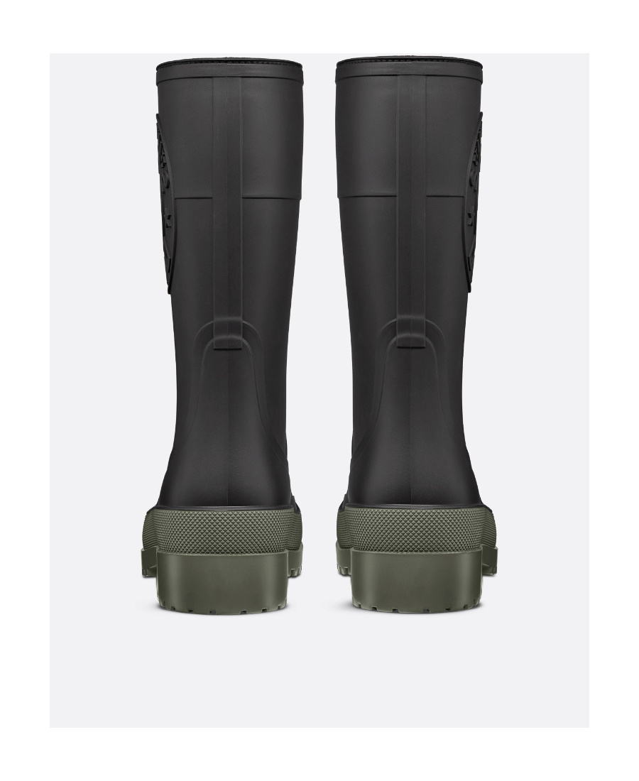 Dior Logo Embossed Round Toe Rain Boots In Black