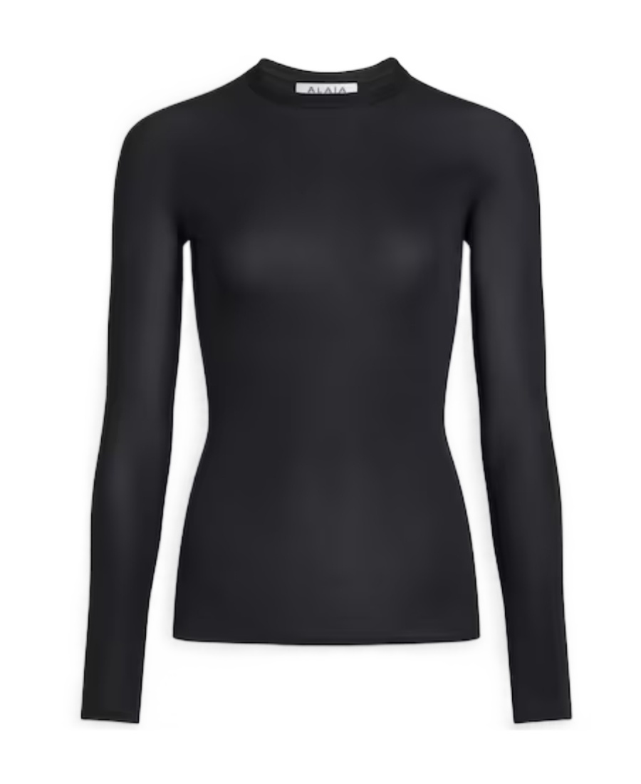 Alaïa Long Sleeved Plain Knitted T-shirt In Black