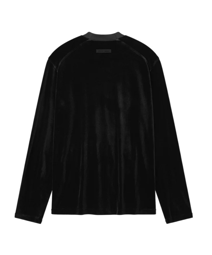 Essentials Womens Velour Classic Long Sleeve Tee In Black