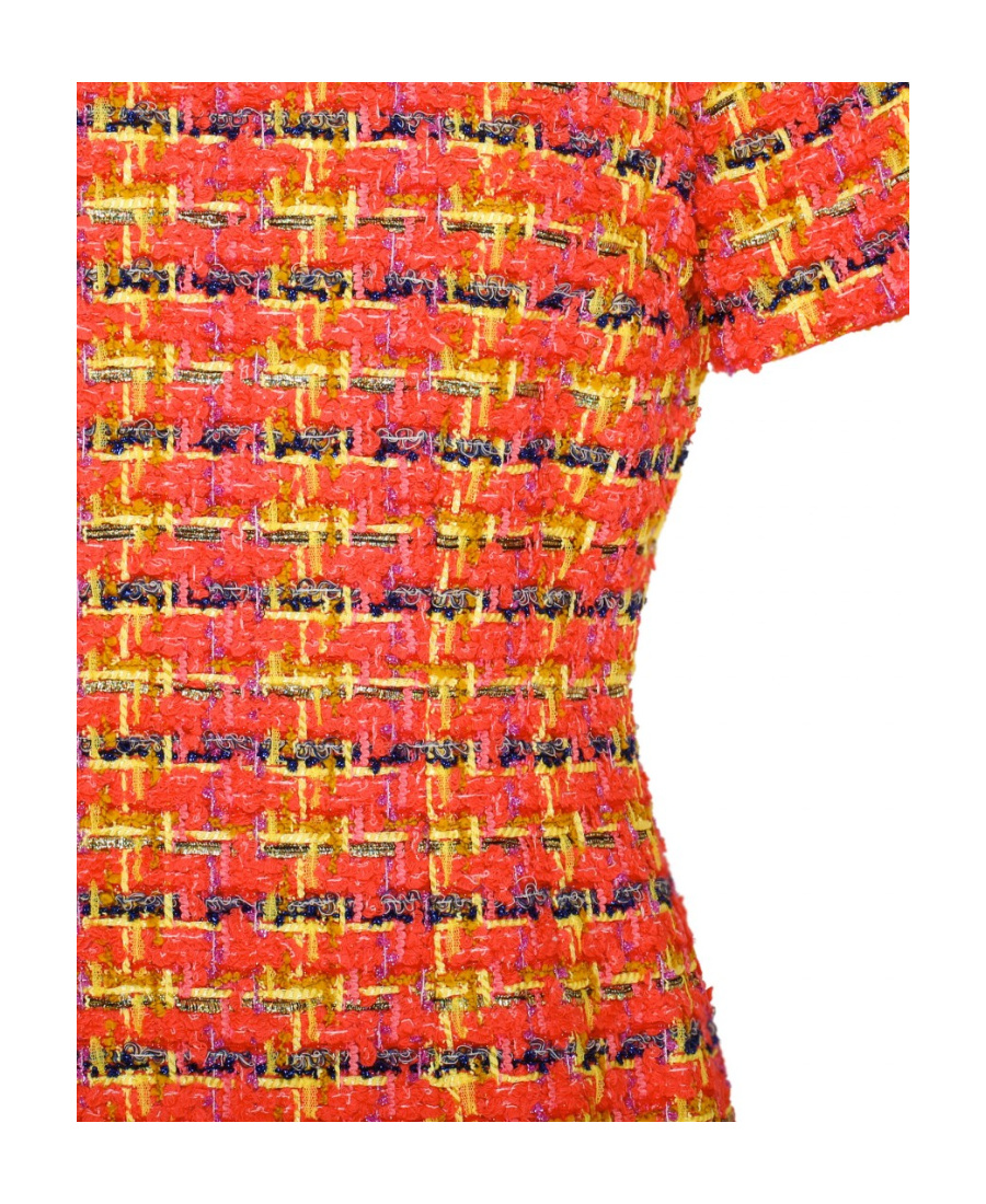 Gucci Fluorescent Lamé Tweed Mini Dress In Red