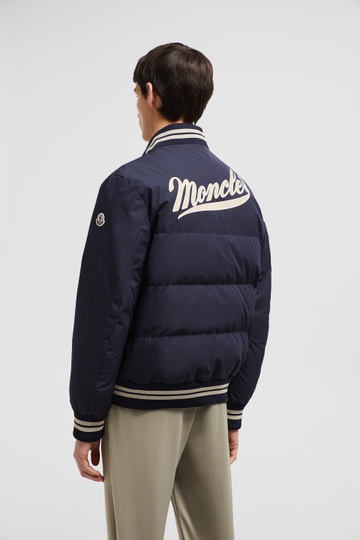 Moncler Ribbed Collar With Striped Details Jacket In Blue