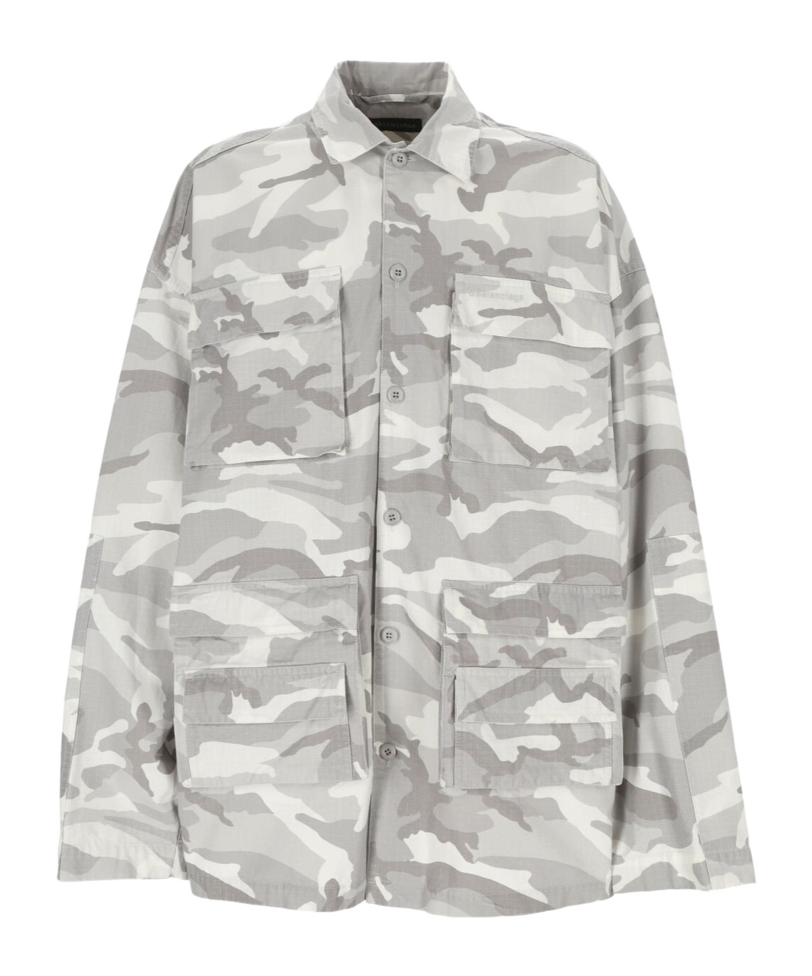 Balenciaga Men Printed Cotton Shirt In Gray