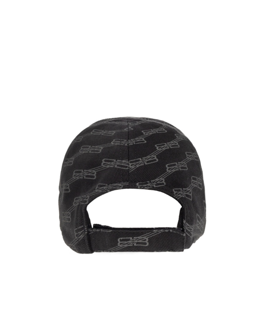 Balenciaga Monogram-print Cotton Cap In Black