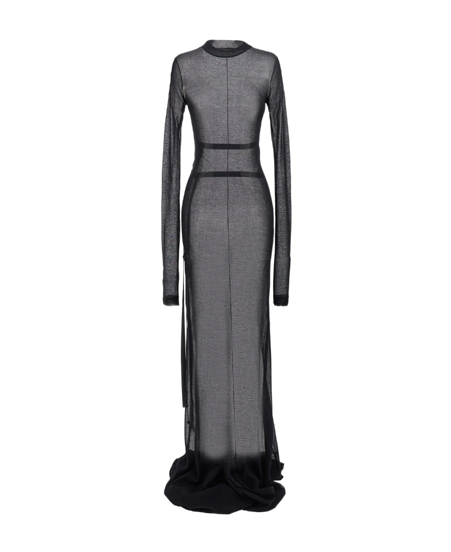 Ann Demeulemeester Long Sleeved Crewneck Maxi Dress In Black