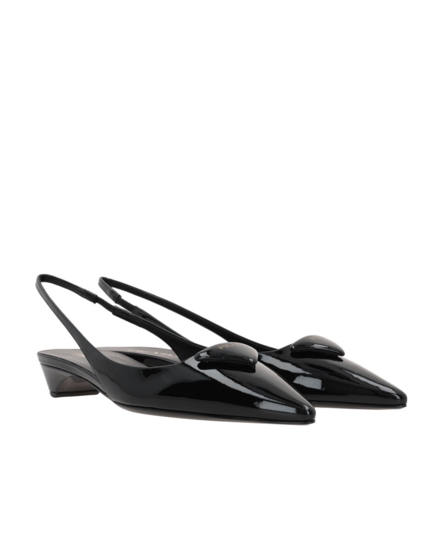 Prada Patent Leather Slingback Pumps In Black