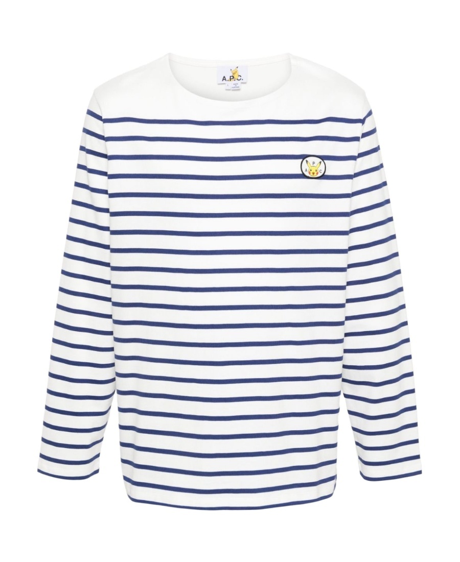 Apc X Pokémon Striped Cotton T-shirt In White