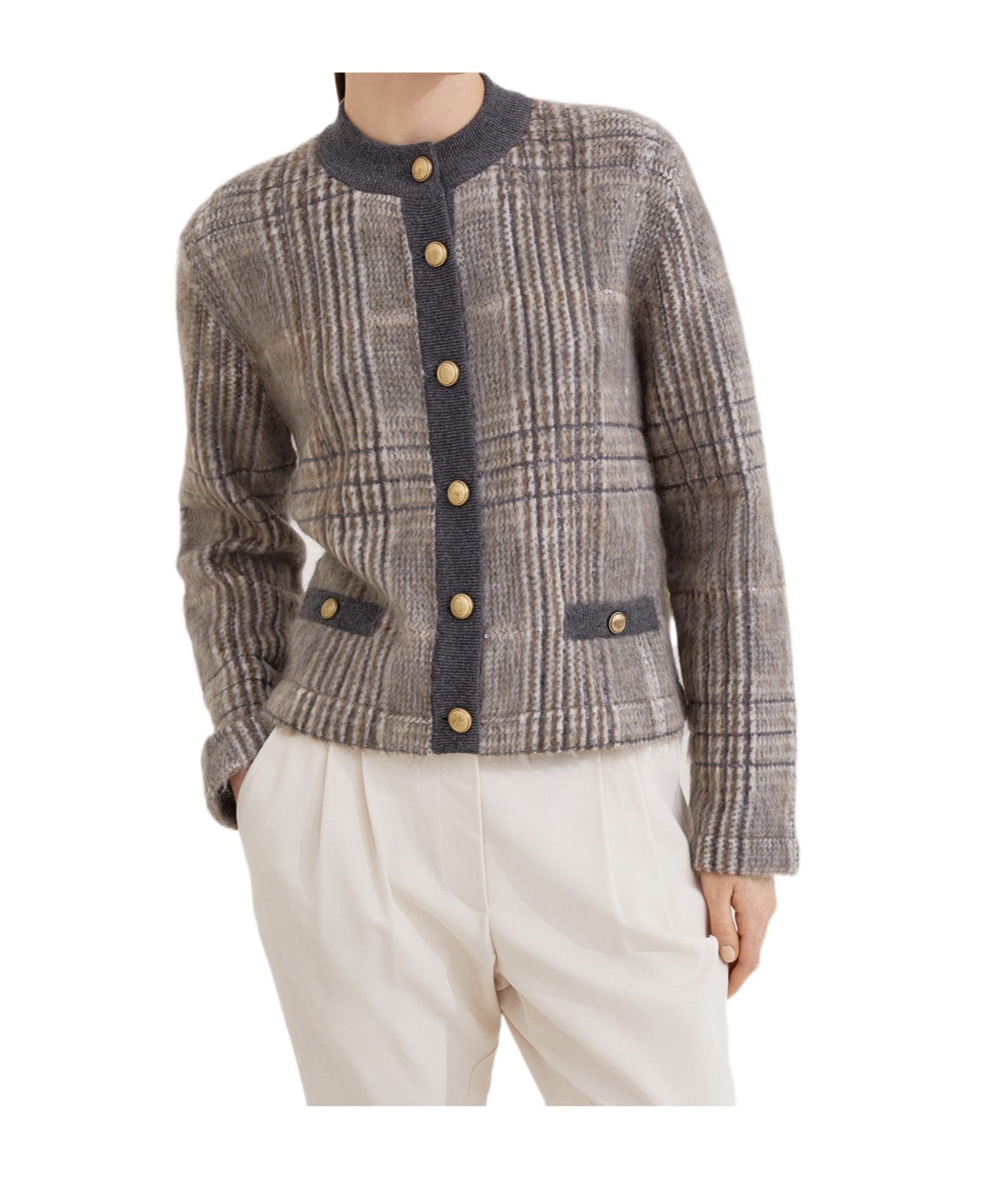 Brunello Cucinelli Jacquard Cardigan In Multi