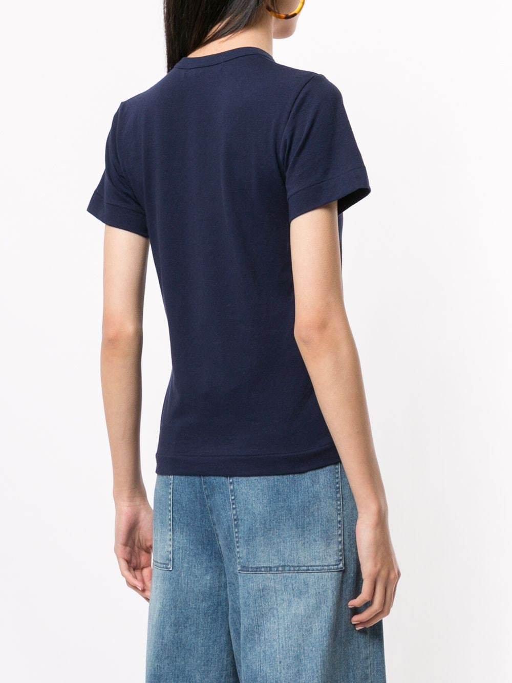 Comme Des Garçons Play Logo Embroidered Crew Neck T-shirt In Black