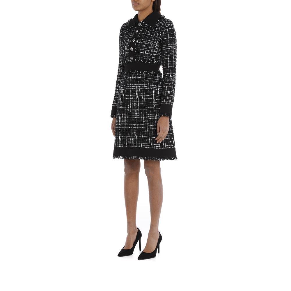 Dolce & Gabbana Tweed Mini Dress In Black