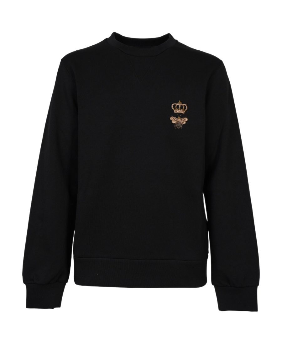 Dolce & Gabbana Crown And Bee Cotton-blend Sweatshirt In Black