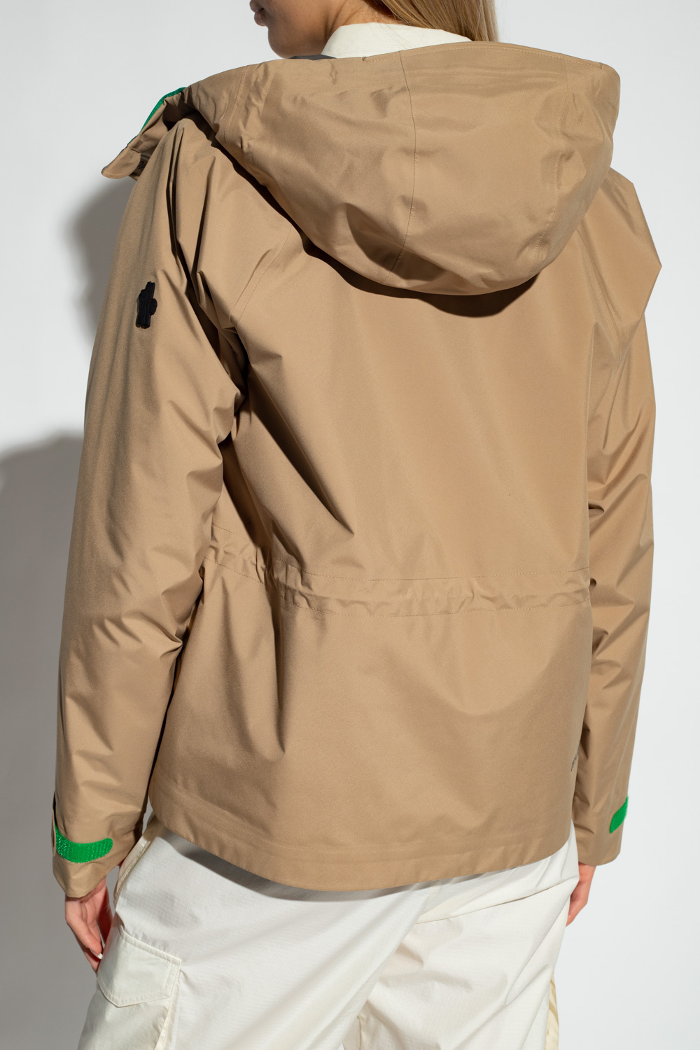 Moncler Single-breasted Hooded Coat In Brown