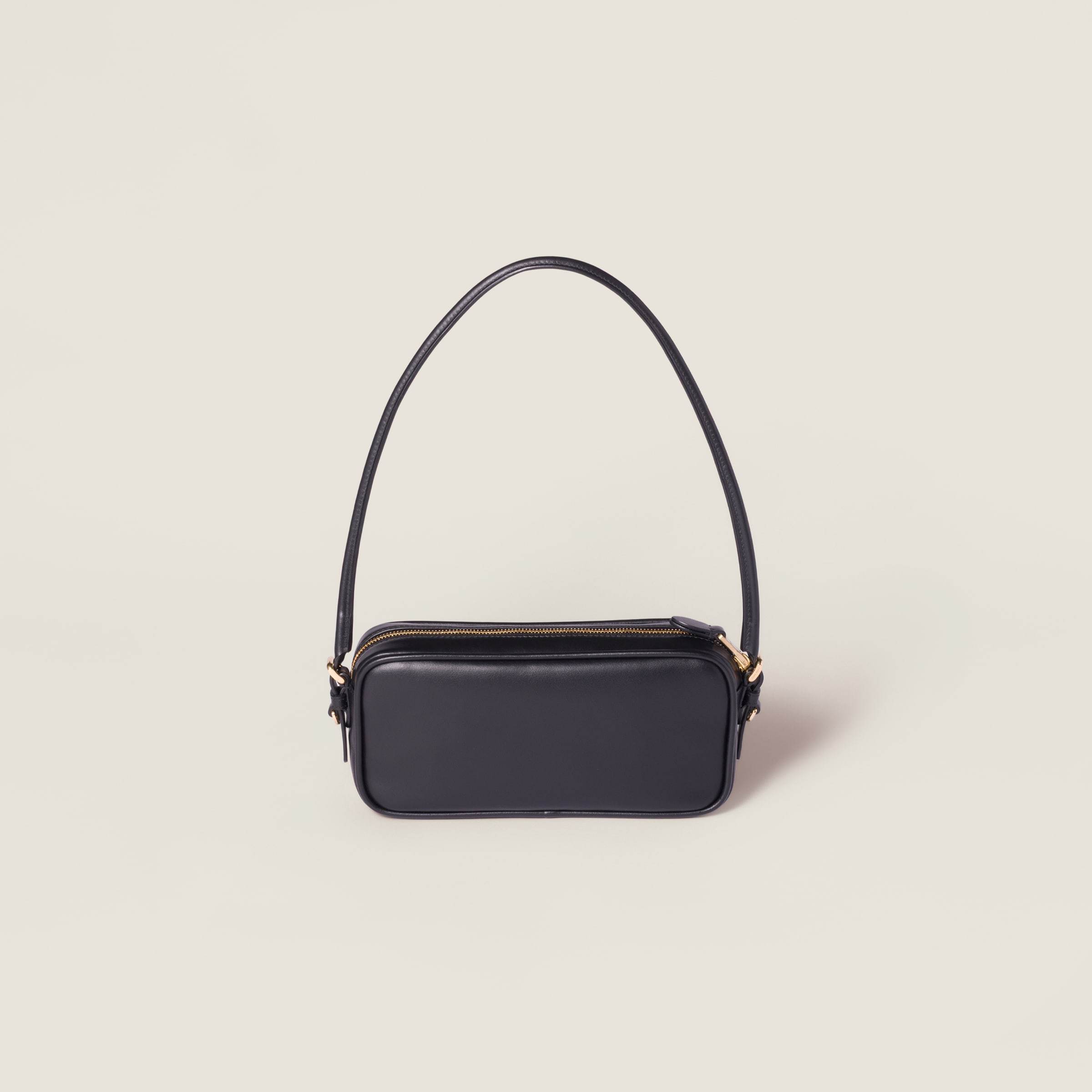 Miu Miu Leather Logo-detail Mini Bag In Black