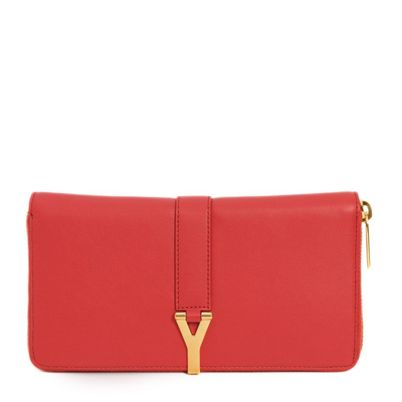 Saint Laurent Zip Wallet In Nude