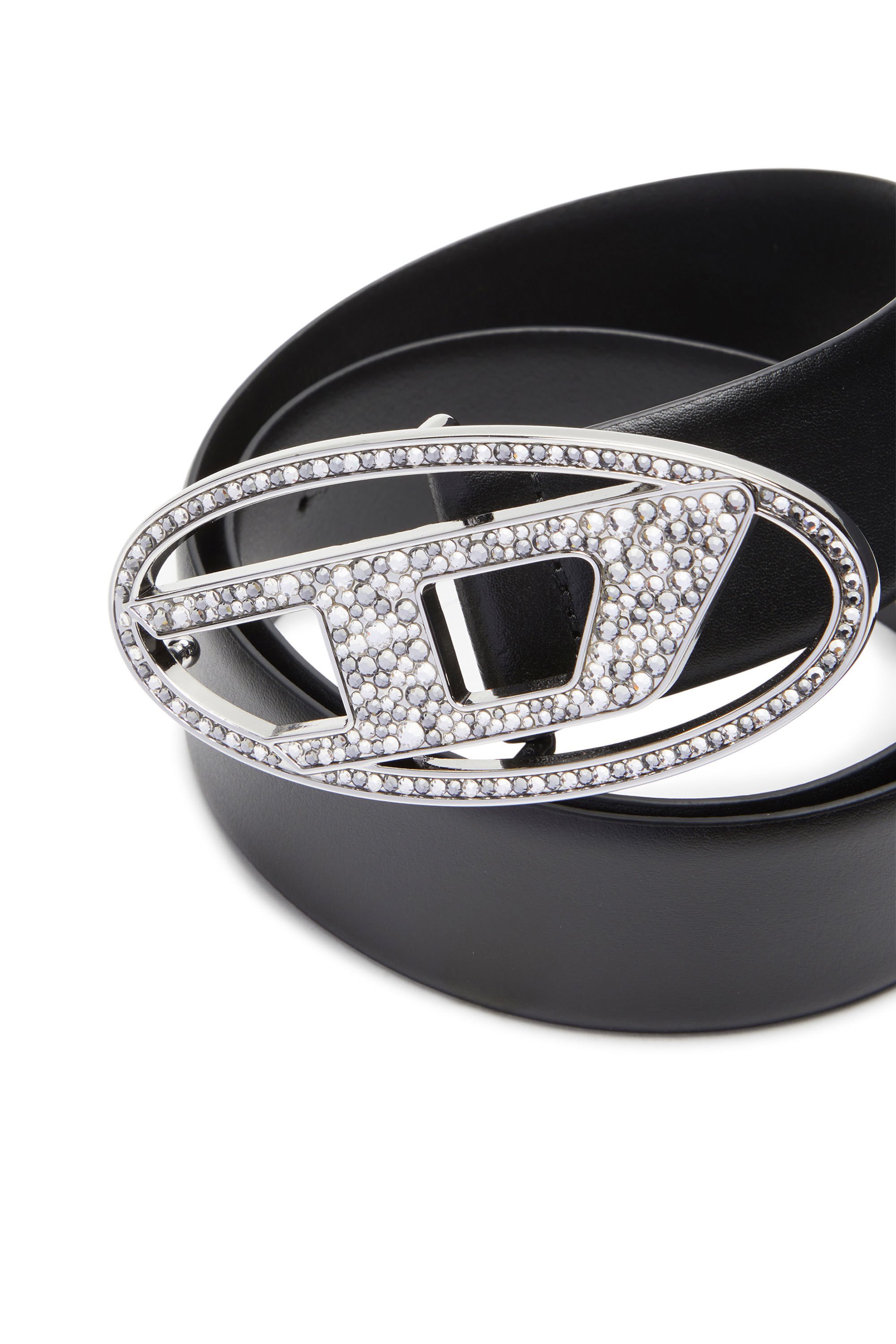 Diesel Black B-1dr Strass Belt In Black