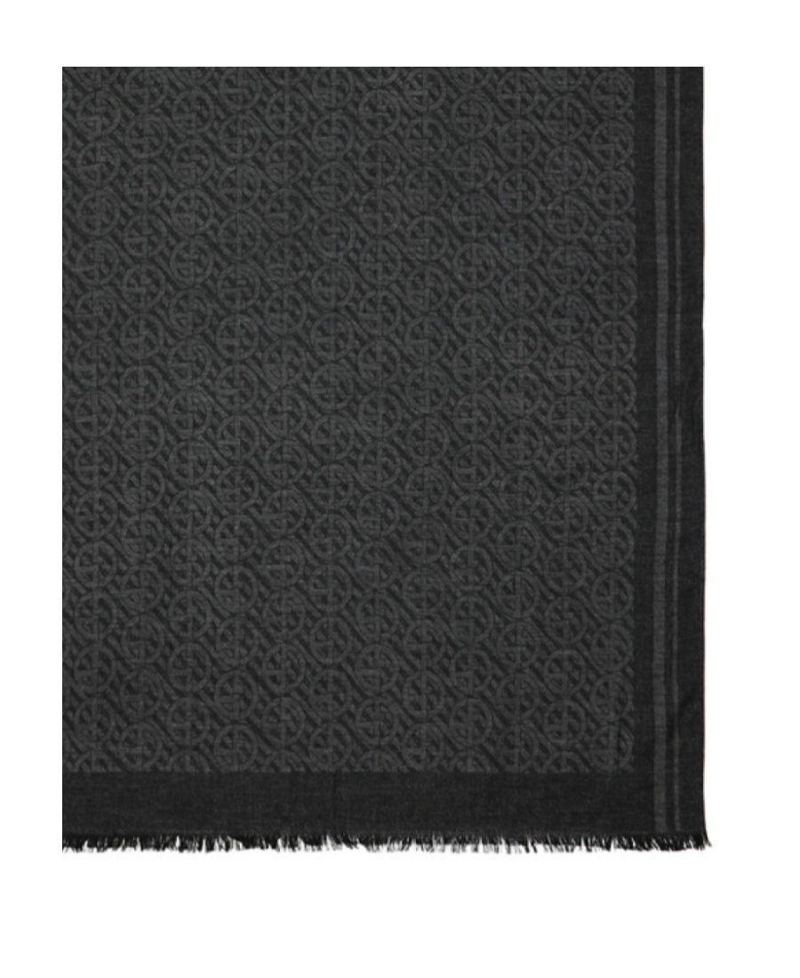 Giorgio Armani Dark Gray Logo Scarf In Black