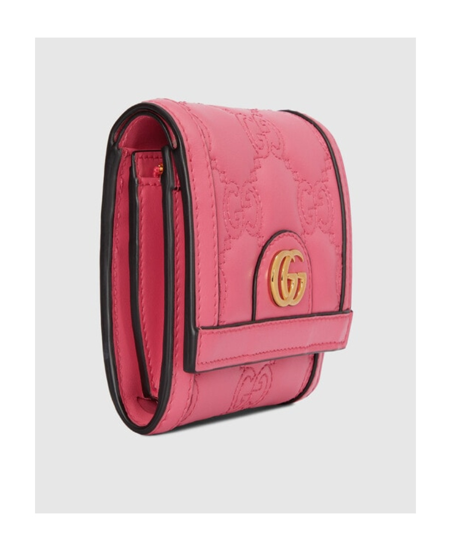 Gucci Gg Matelassé Card Case Wallet In Pink