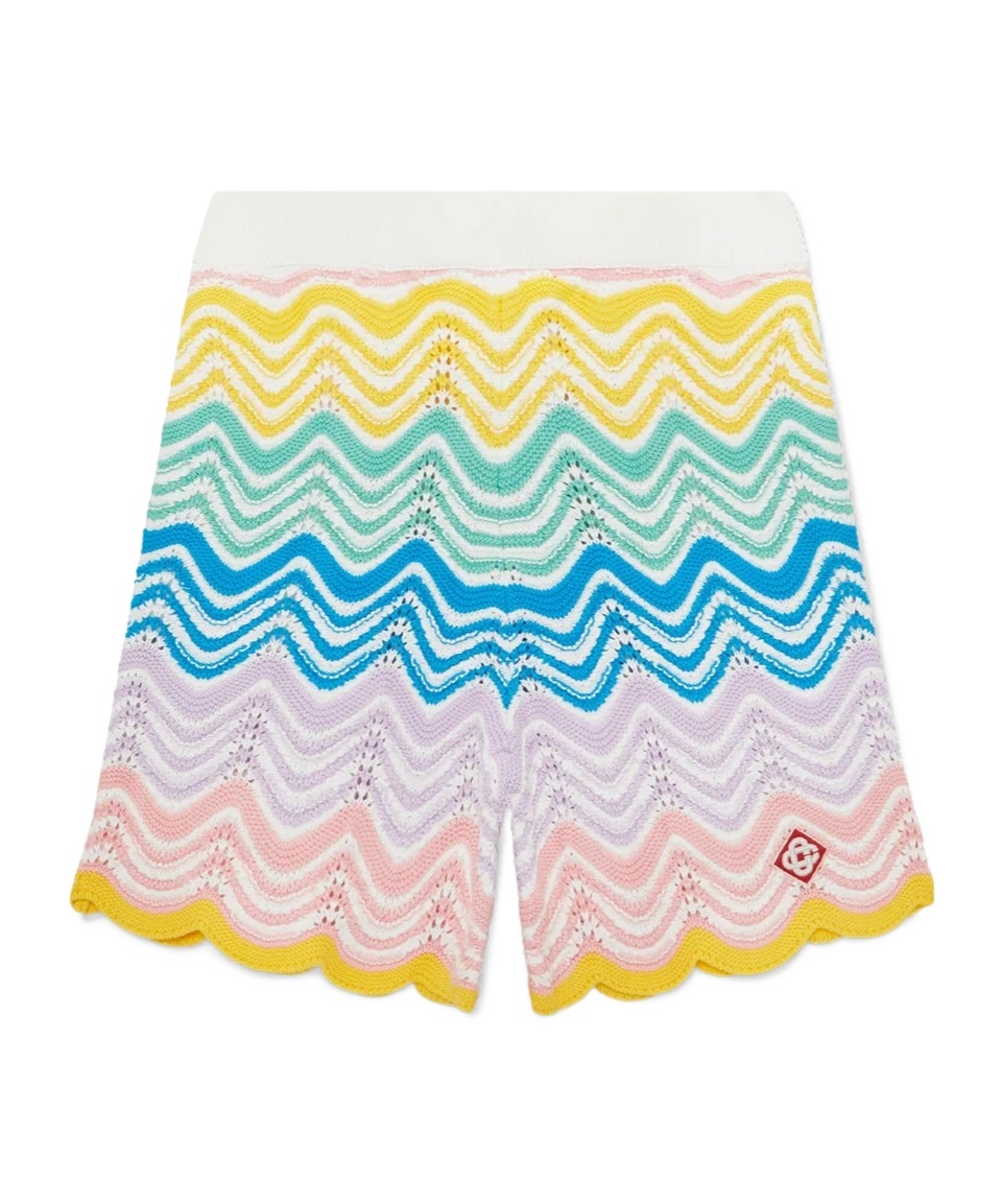 Casablanca Mens Multi Gradient-pattern High-rise Cotton-knit Shorts In White