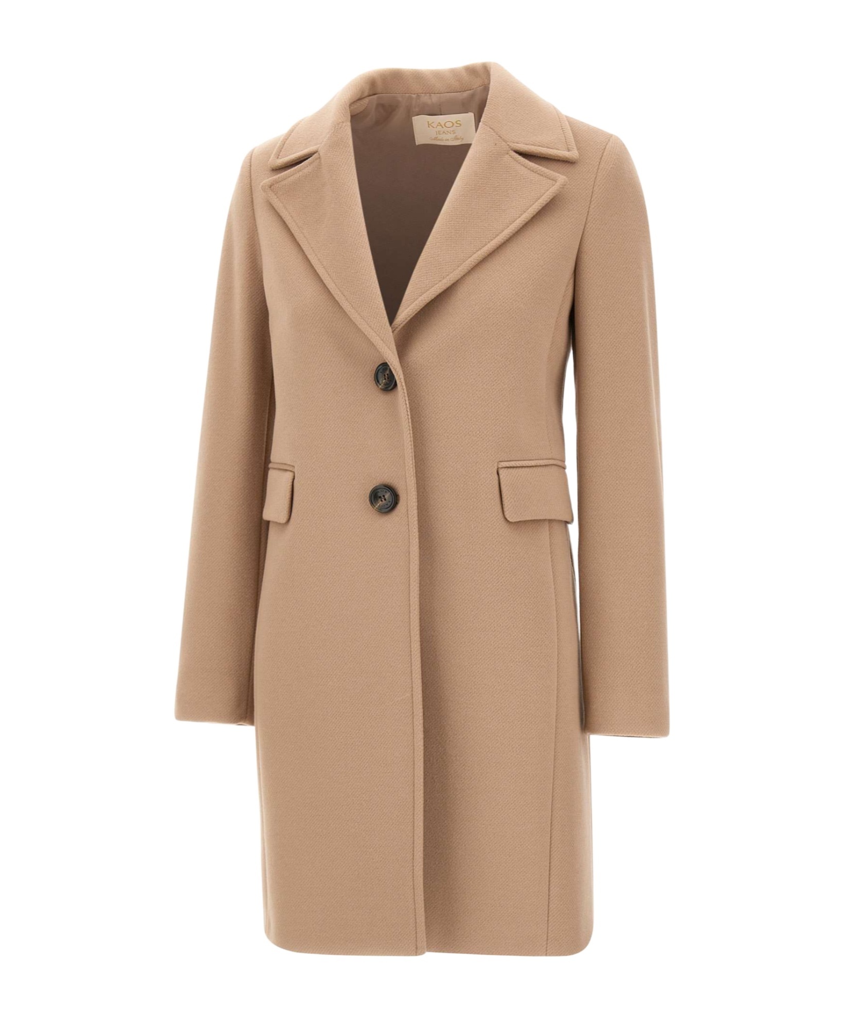 Kaos Notched-lapel Button Coat In Neutral